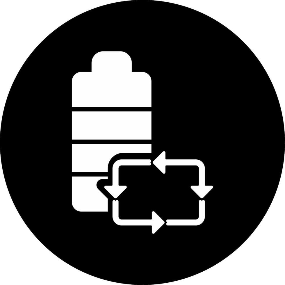 Battery Recycle Used Battery Disposal Glyph Circle Inverted vector