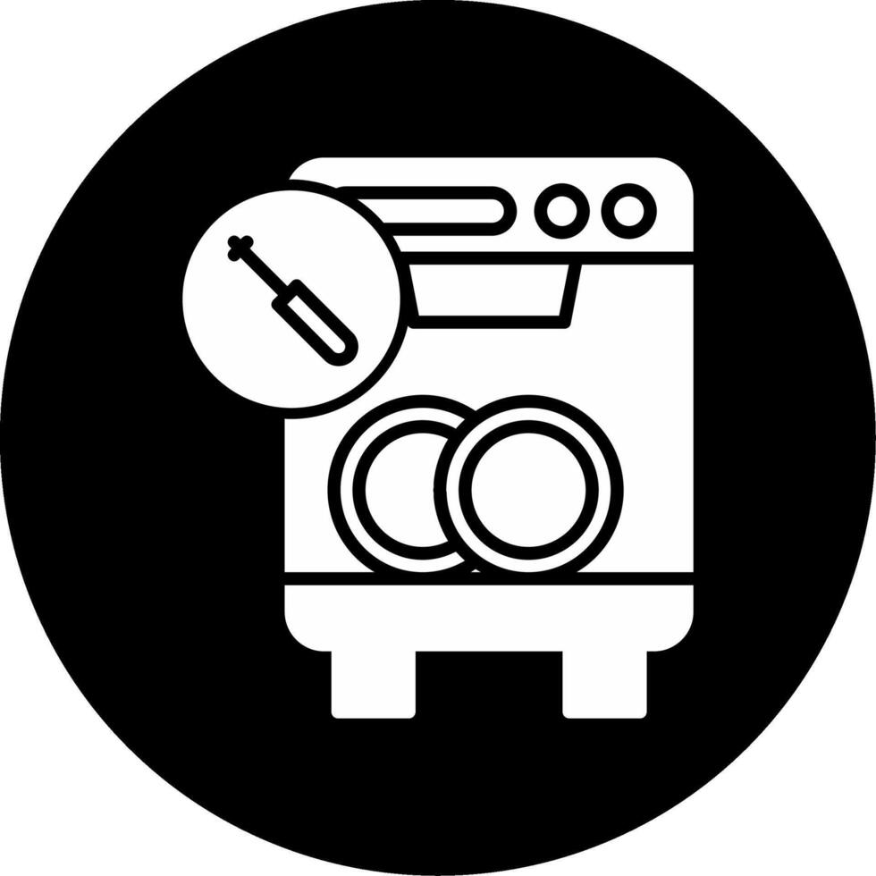 Dishwasher Repair Fix Glyph Circle Inverted vector