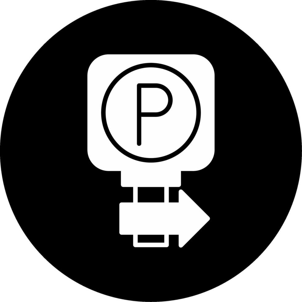 Parking Sign Parking Direction Glyph Circle Inverted vector