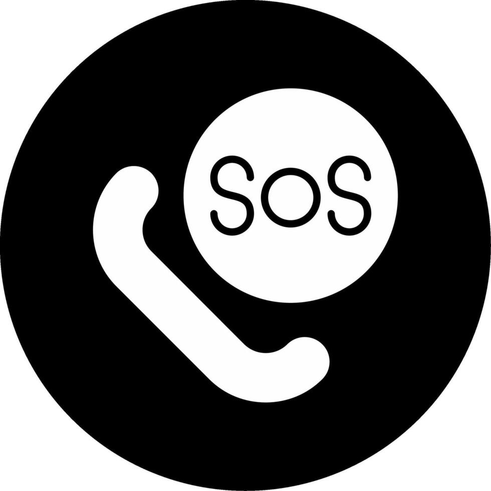 SOS Emergency Call Glyph Circle Inverted vector