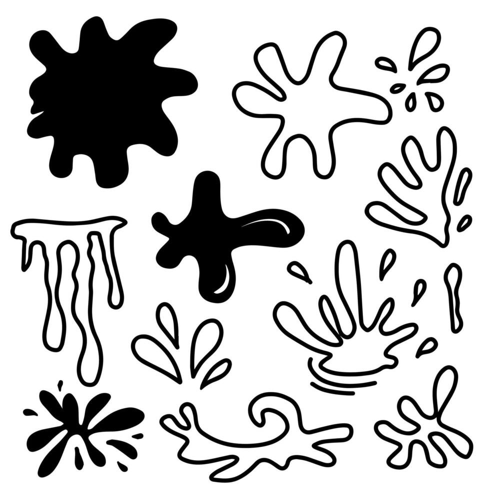 water splash with hand drawn style isolated on white background. vector