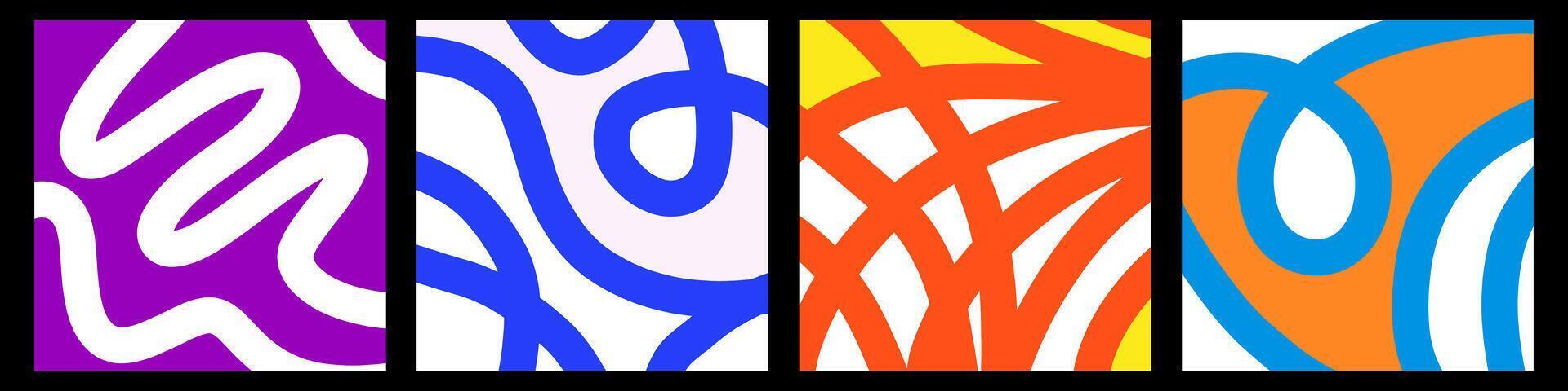 Creative concept of bright and fresh summer card set. Modern abstract art design with bold lines. Template for celebration, advertising, branding, banner, cover, label, poster, sale vector