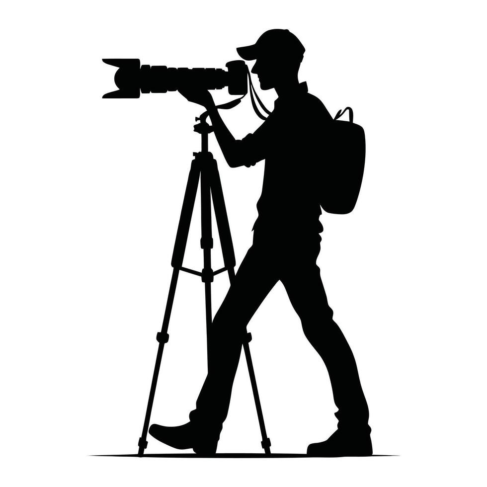 Artistic Photographer Silhouette in Classic Black Design vector