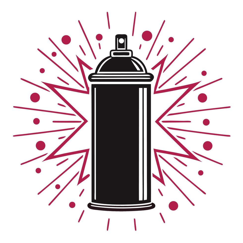 Minimalist Spray Paint Can Silhouette with Urban Ink Splatters vector
