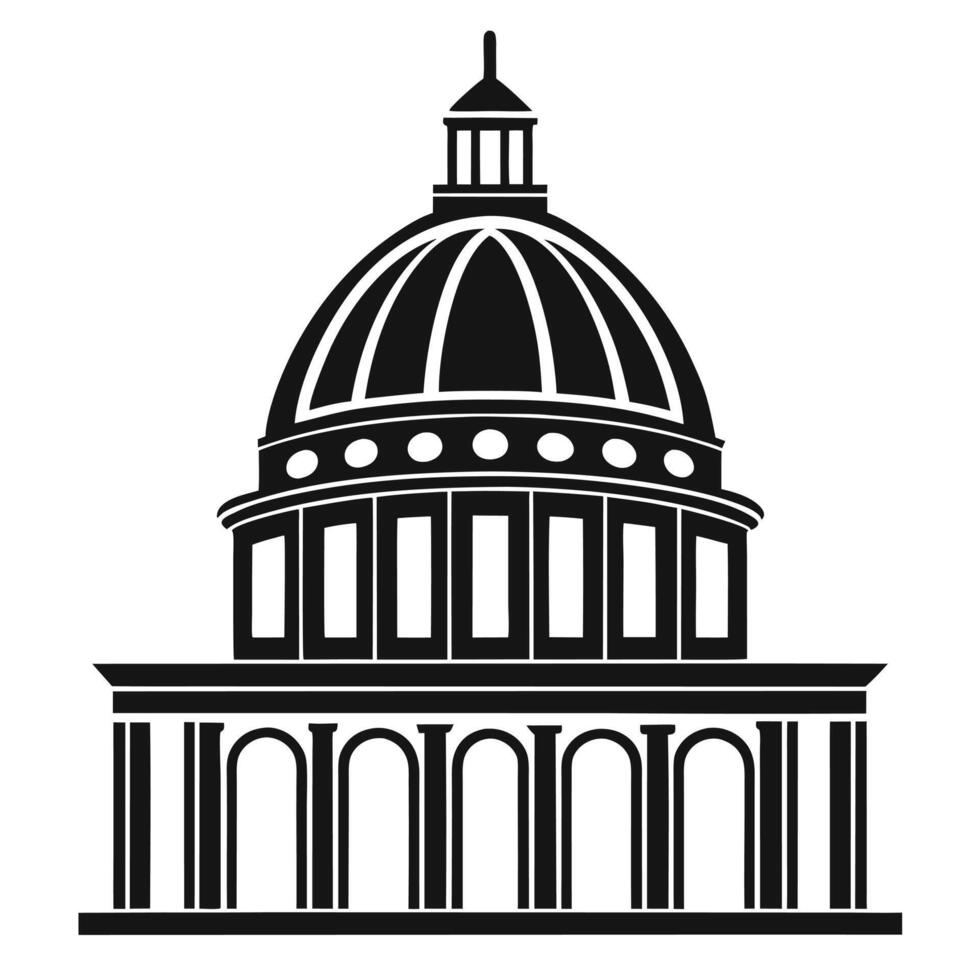Historic Civic Arch and Dome Silhouette in Black Style vector