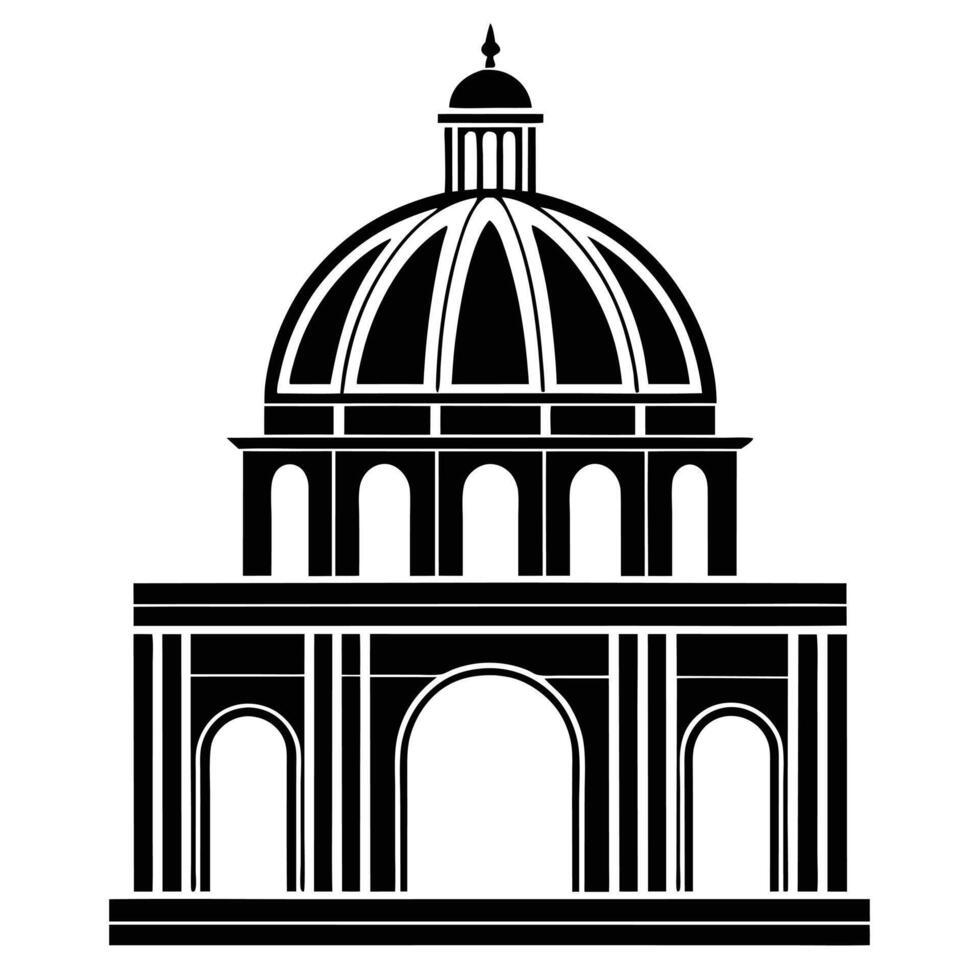 Vintage Inspired Dome and Arch Silhouette in Minimalist Form vector