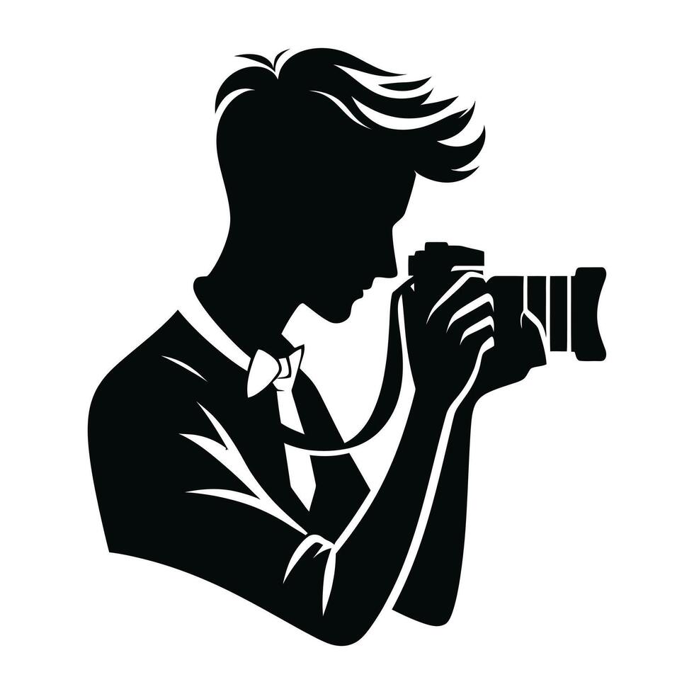 Photographer Silhouette Capturing the Perfect Shot in Black vector