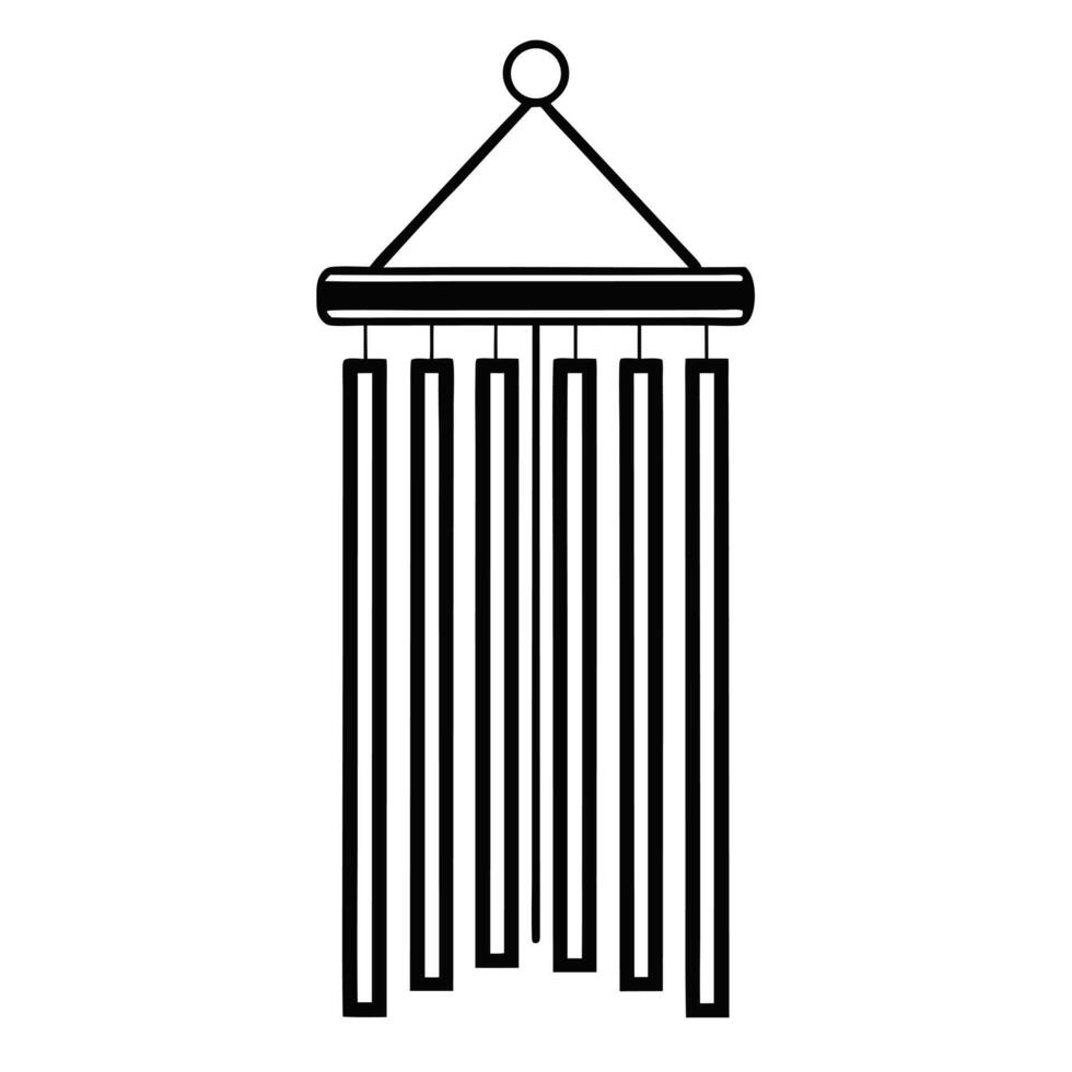 Monochrome Silhouette of Wind Chime with Contemporary Style vector