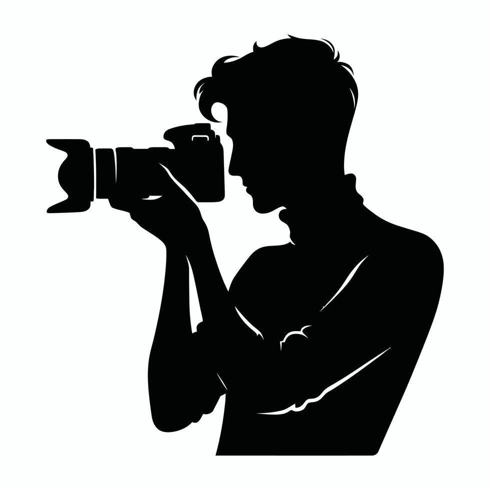 Clean Photographer Silhouette Isolated on White vector