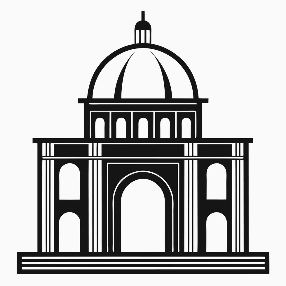 Symmetrical Dome Arch Silhouette in Classic Monochrome Style vector