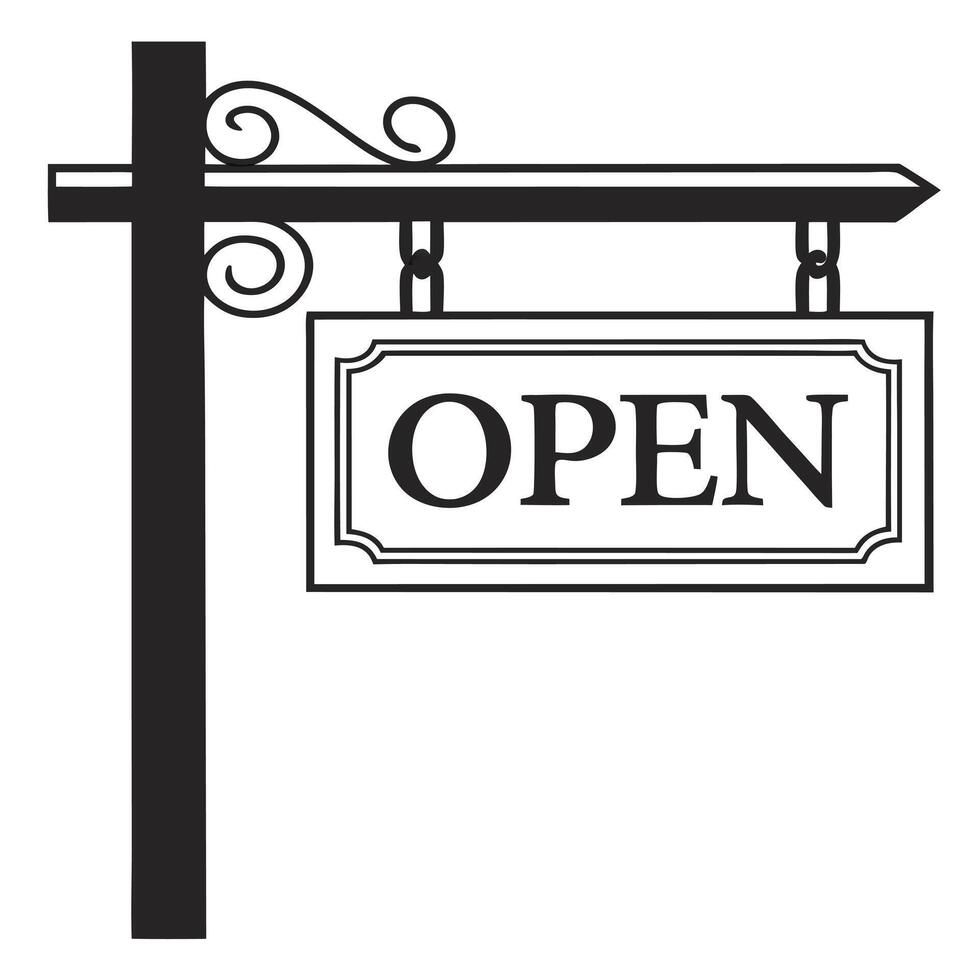Vintage-Style Open Signpost Silhouette for Welcoming Stores vector