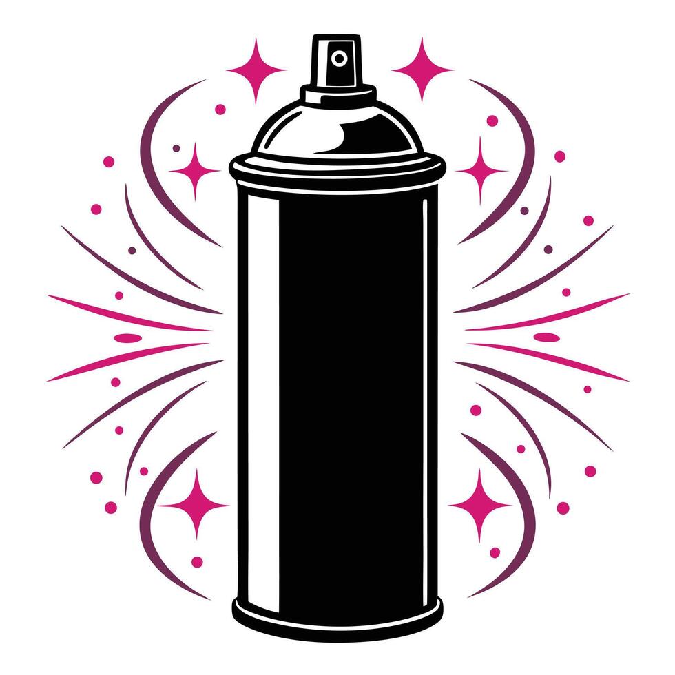 Urban Artists Spray Can in Bold Silhouette with Paint Splashes vector