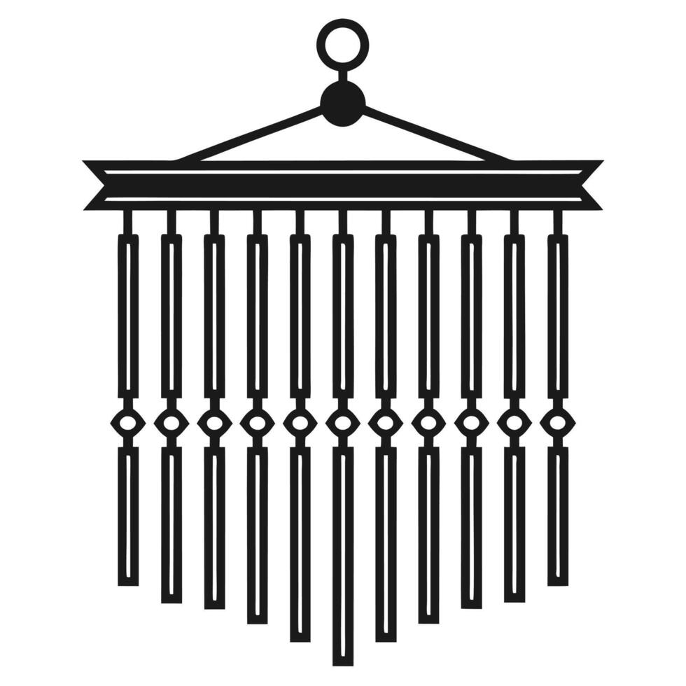 Contemporary Wind Chime Silhouette with Balanced Rod Layout vector