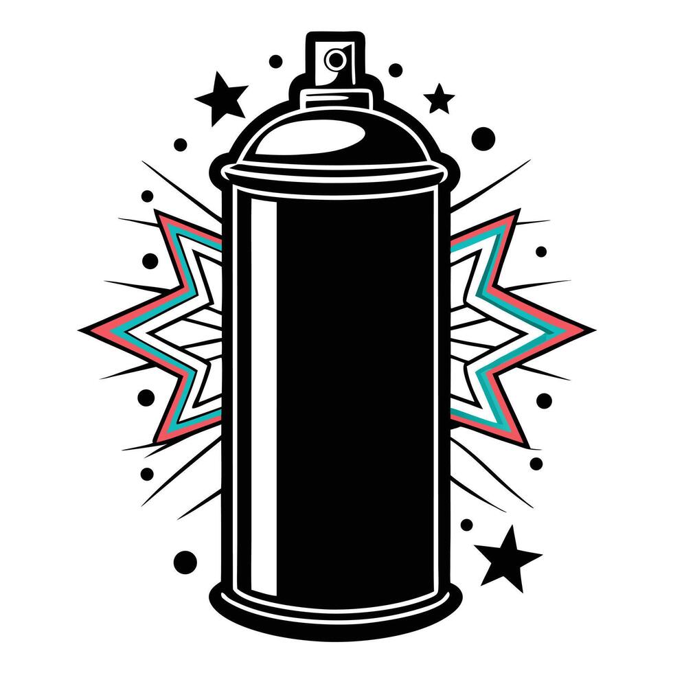 Graffiti Art Spray Can Silhouette with Splatters and Street Design vector
