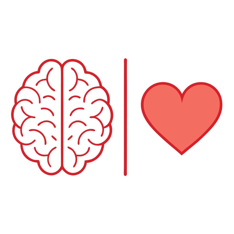 Bold Line Connection Between Brain and Heart Symbol of Balance vector