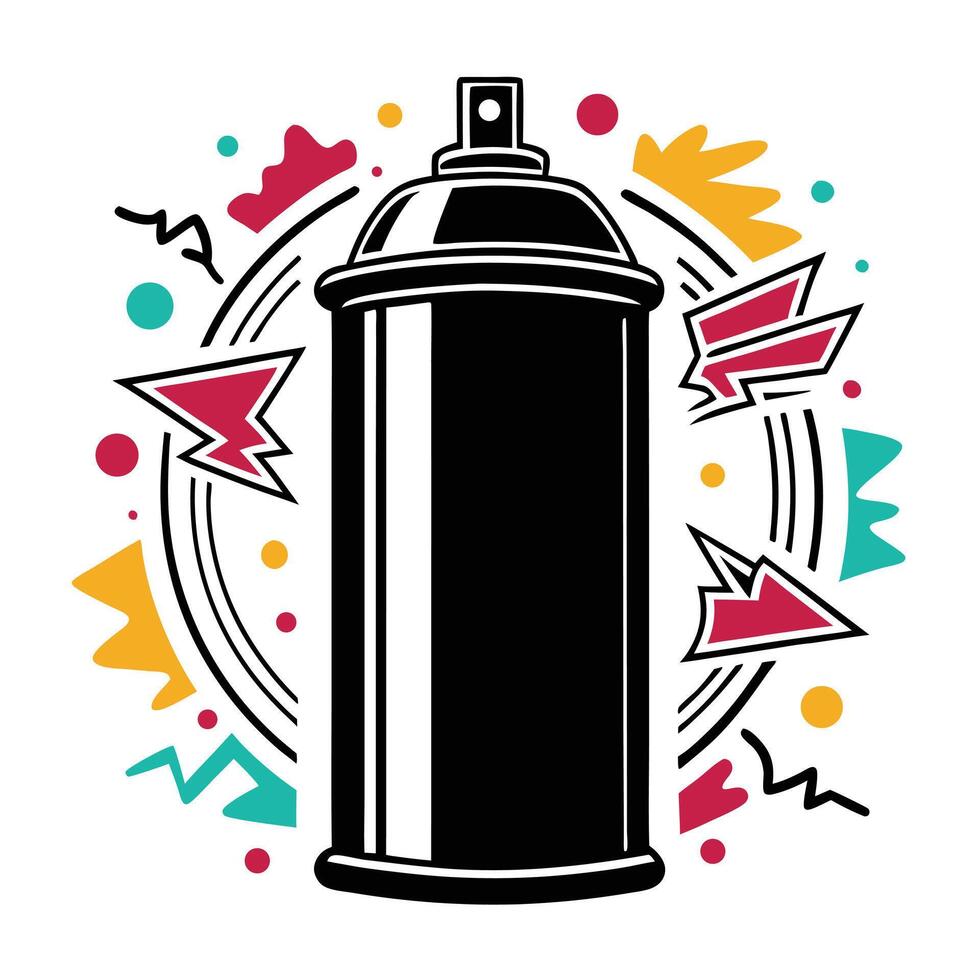 Spray Paint Can with Urban Splatter Silhouette for Artistic Design vector