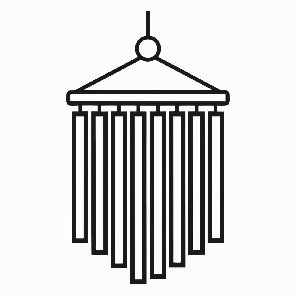 Abstract Wind Chime Design Silhouette in Black on White vector