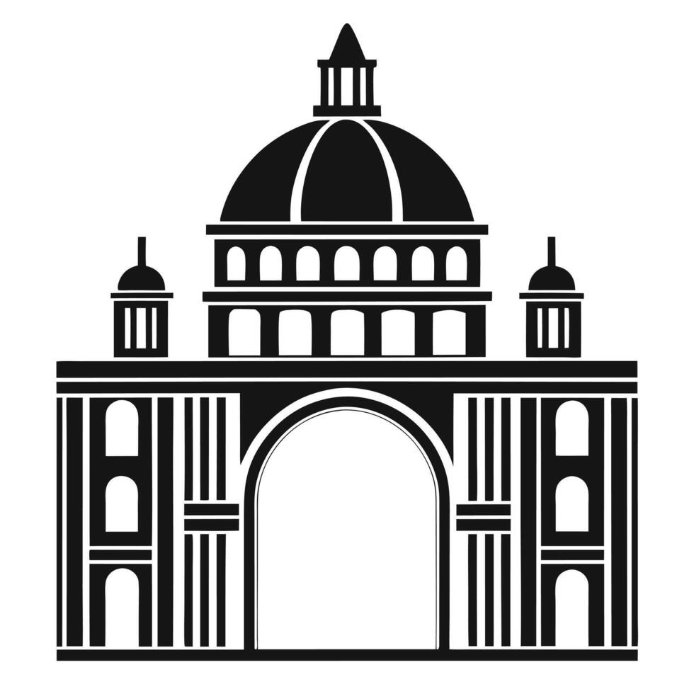 Architectural Silhouette of Domed Arch in Classic Black Design vector