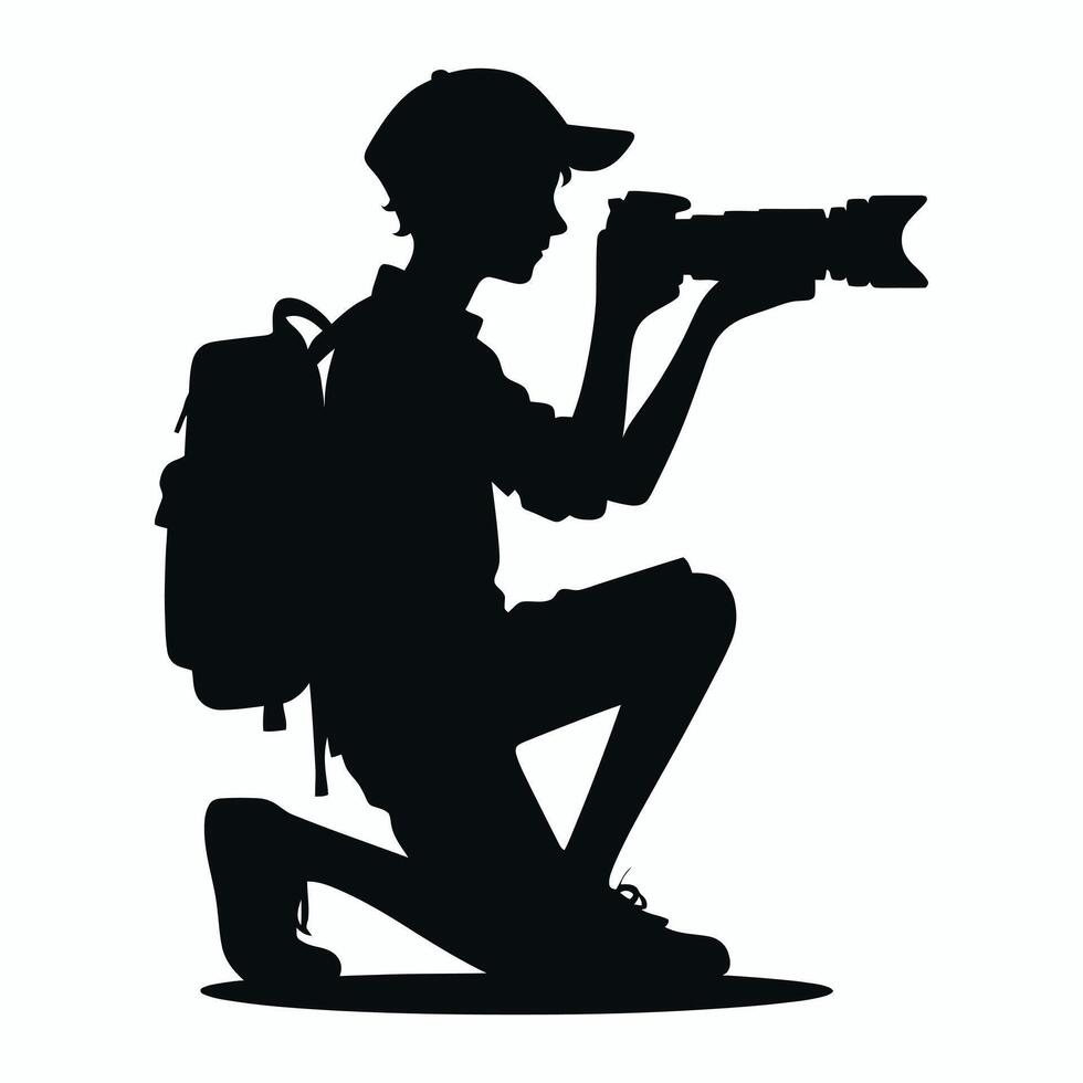 Retro Style Photographer Silhouette in Black vector