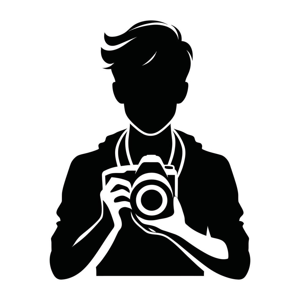 Photographer with Tripod Silhouette Illustration vector