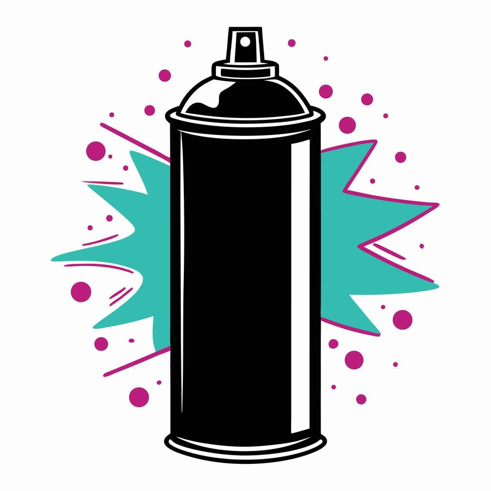 Minimal Black Spray Can with Expressive Splatters and Urban Look vector