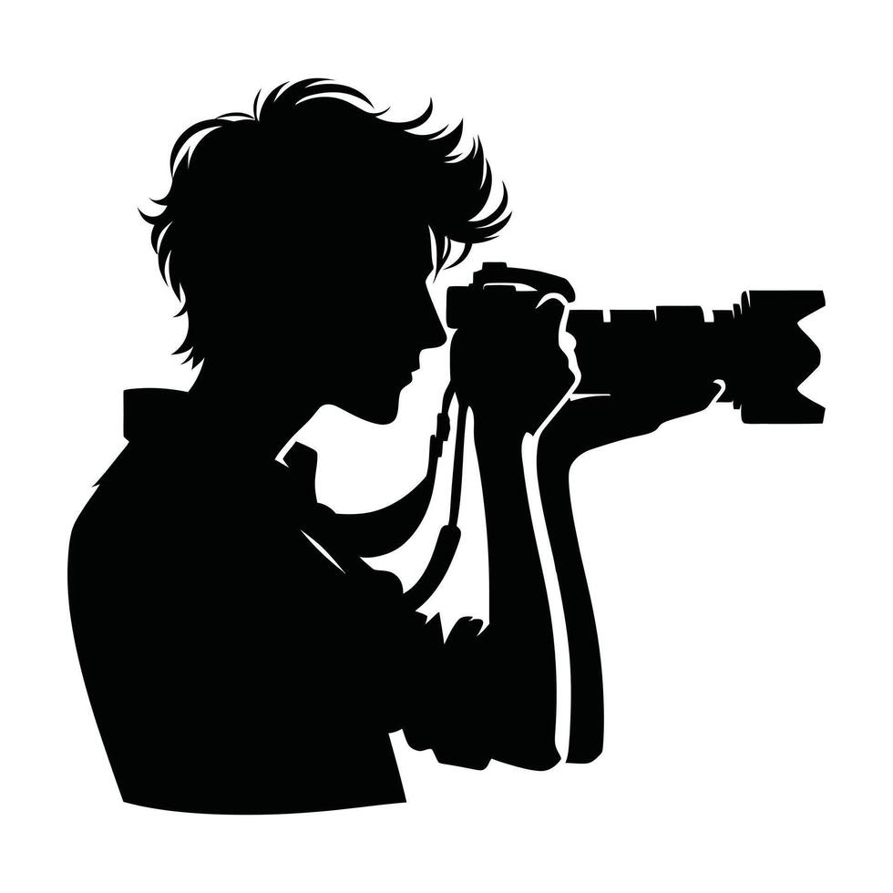 Photographer Capturing a Scene Black Silhouette vector