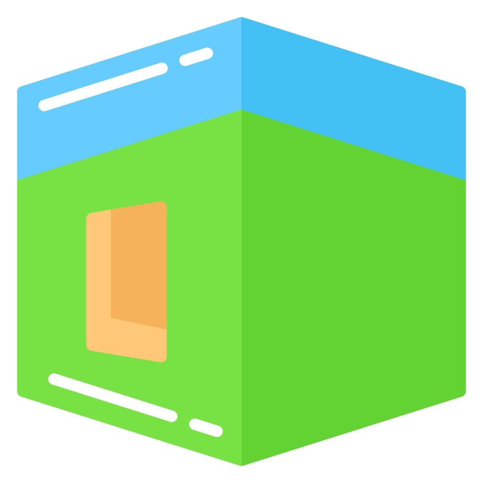 Isometric Kaaba Illustration blue and green design vector