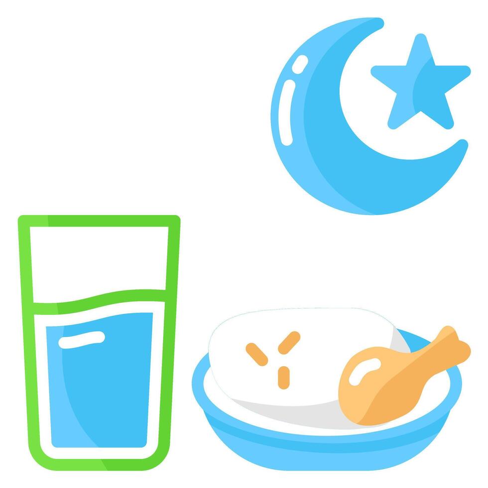 Sahur meal time. Sahur meal is part of Ramadan worship vector
