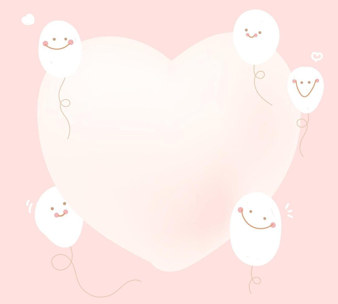 Heart and balloons background space for selling products, backdrop, wallpaper, background, text. hand drawn seamless pattern. illustration. vector