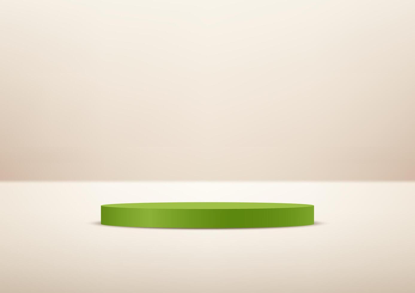 Beige background 3d with green podium. 3D abstract studio room with pedestal podium. Space for selling products on the website. illustration. vector