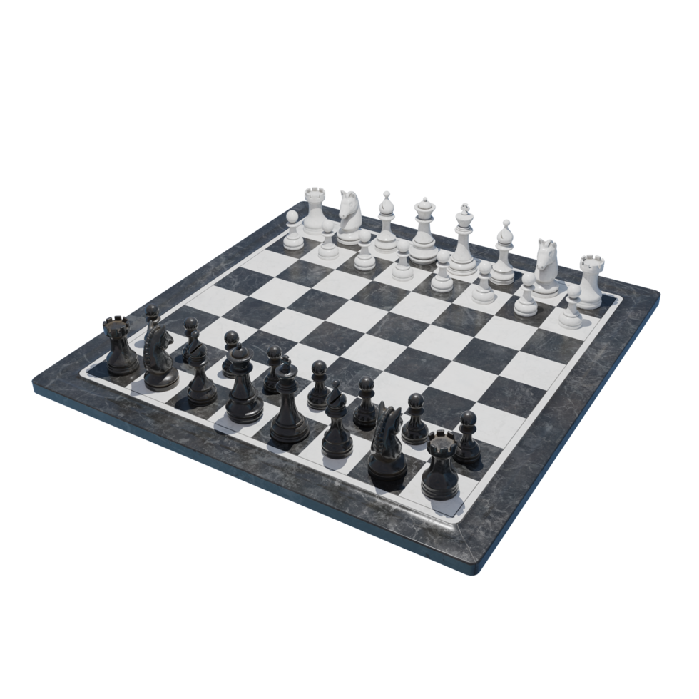 Chess Set on a Stone Board png