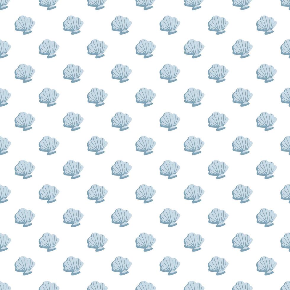Seashell Pattern Blue White Background vector