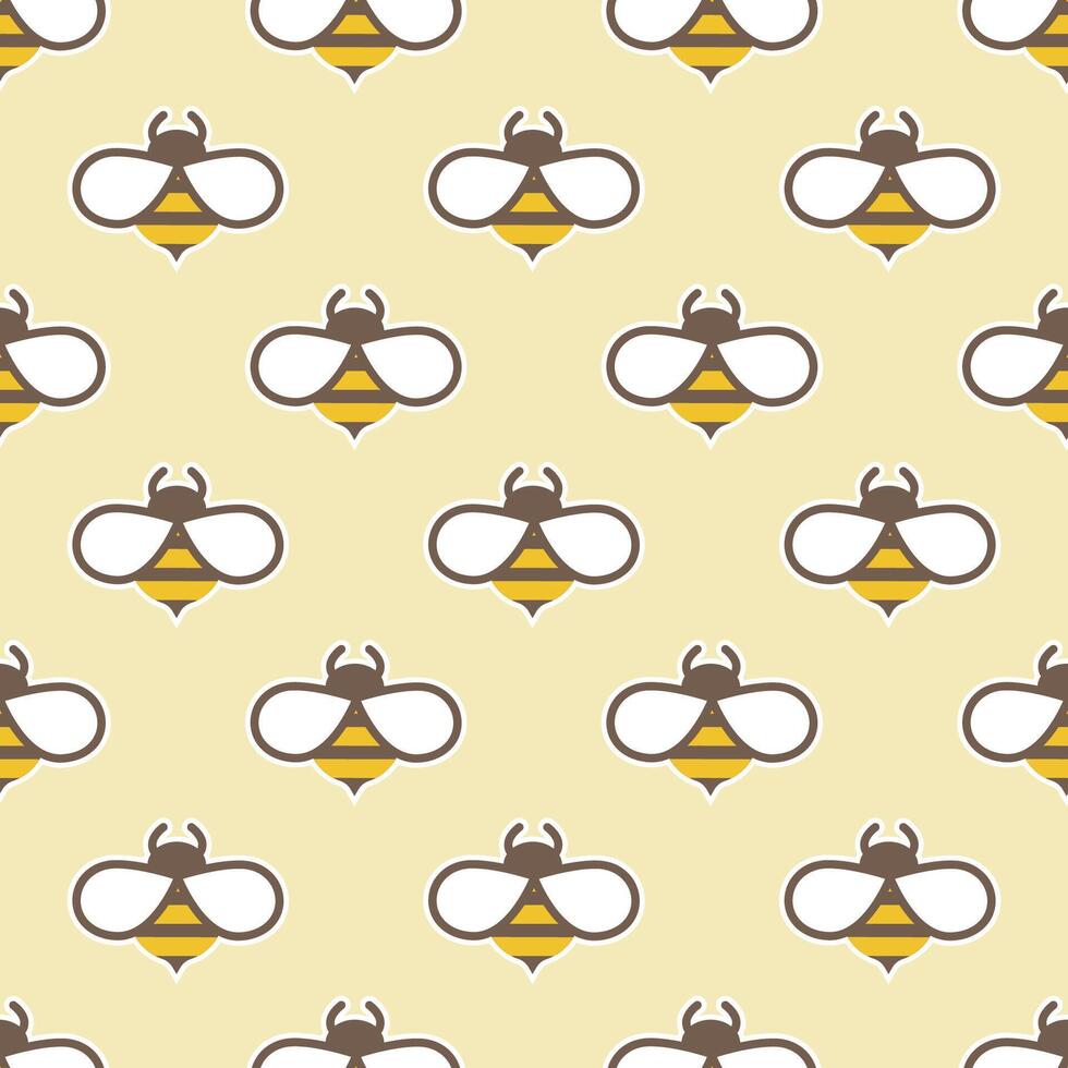 Yellow Bee Pattern Cream Background vector