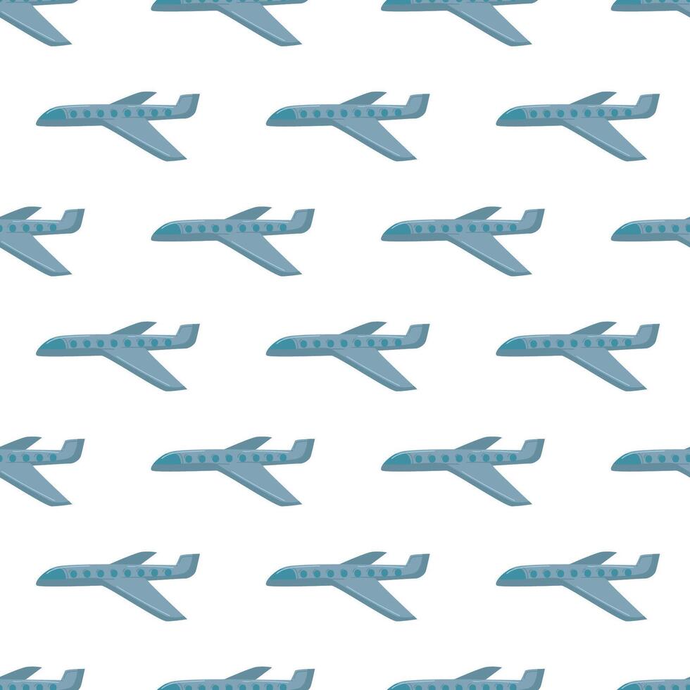 Blue Airplane Seamless White Background vector