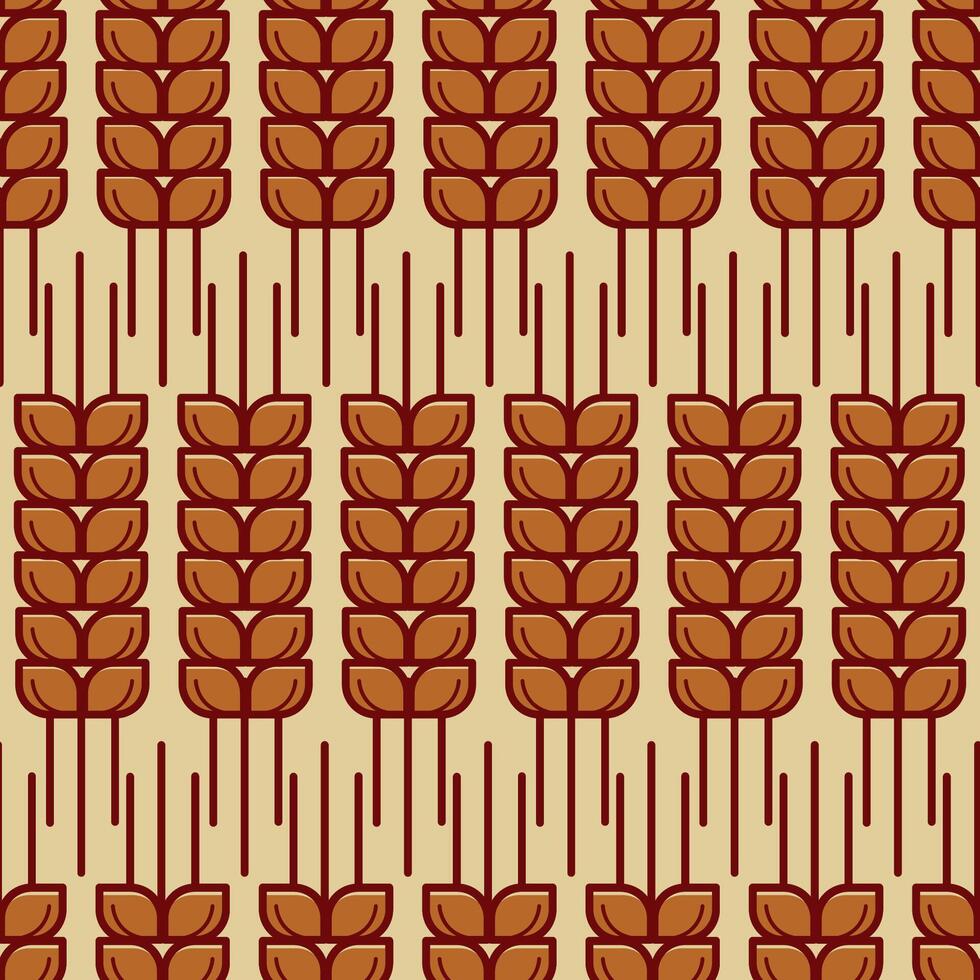Brown Wheat Ears Seamless Pattern vector