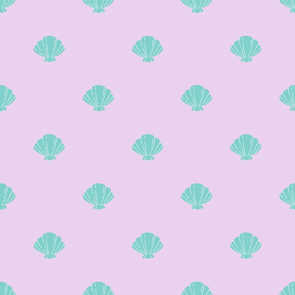 Turquoise Shells Seamless Pink Background vector
