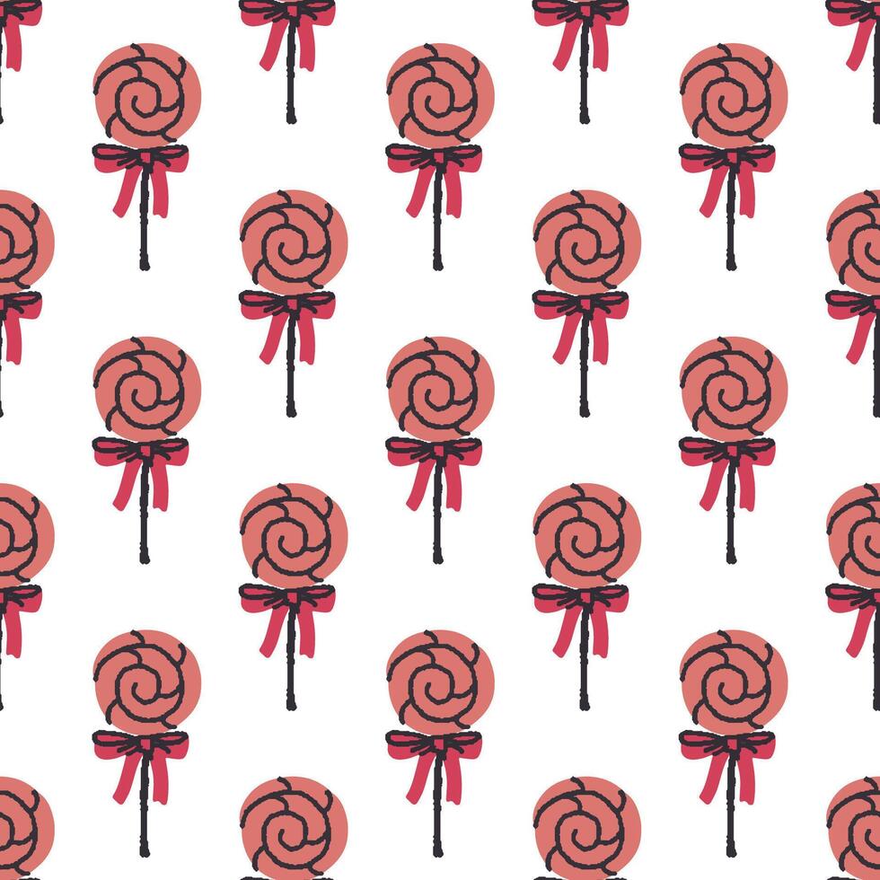 Pink Lollipop With Ribbon Pattern vector