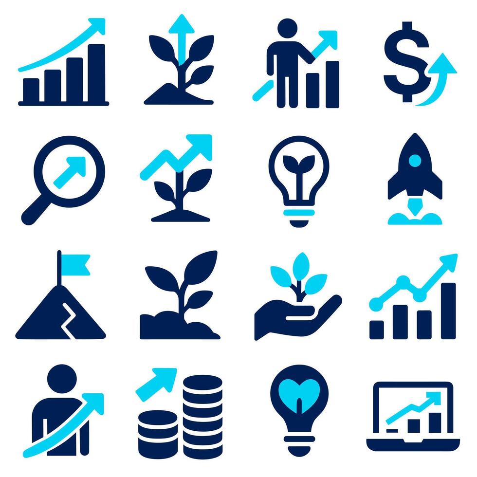 Growth, Success, and Innovation A Collection of Business Icons vector