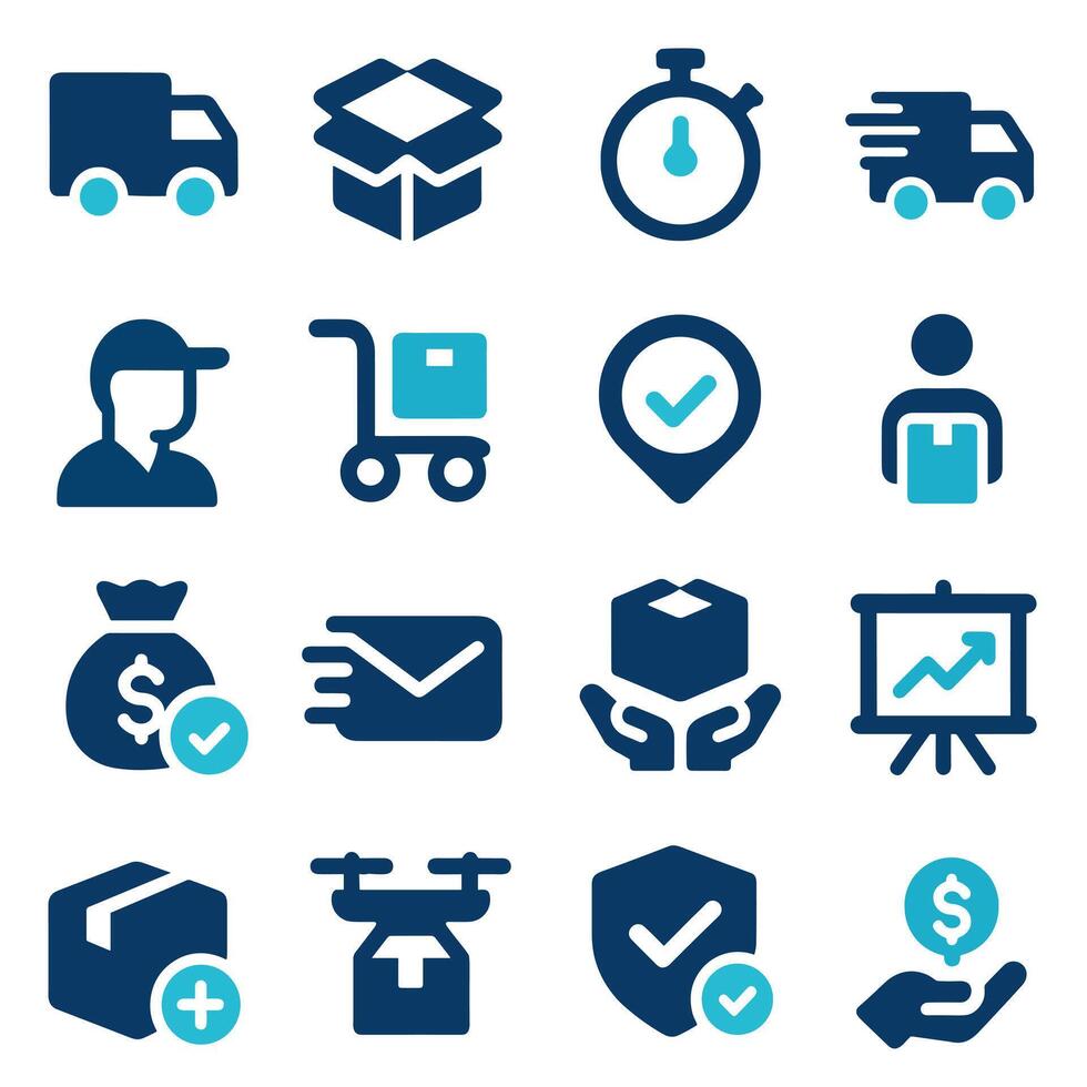 Collection of Delivery and Logistics Icons Fast Shipping, Order Tracking, and Secure Payment Symbols vector