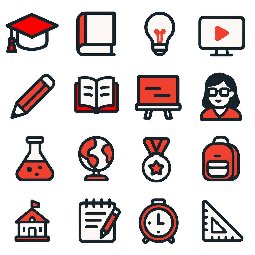 Back to School A Set of Colorful Education Icons vector
