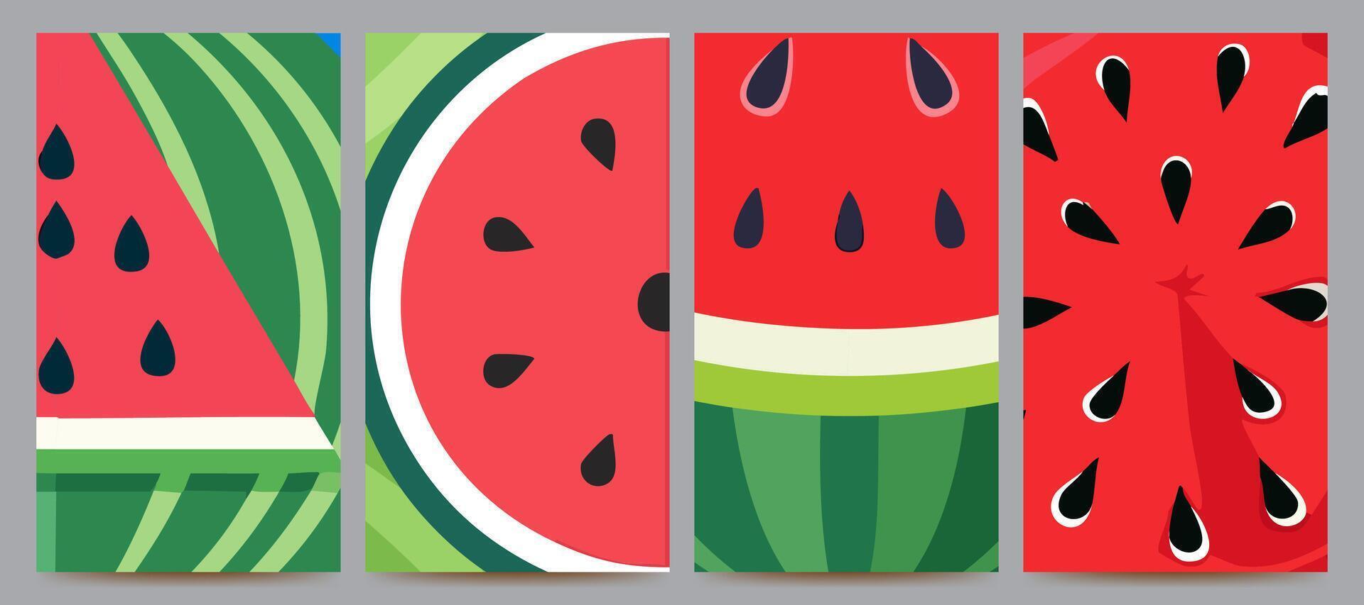 abstract watermelon fruit background set design vector
