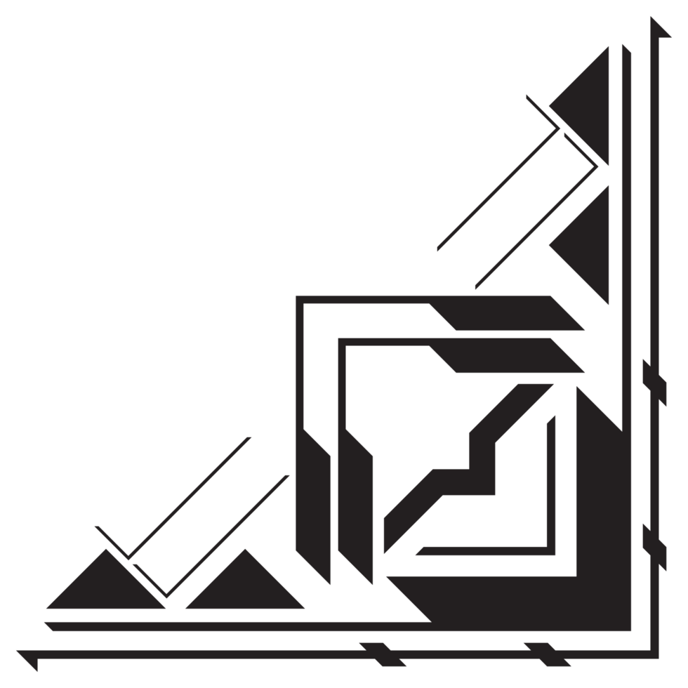 Geometric tribal edges, matching angles for picture borders, decorative frame parts png