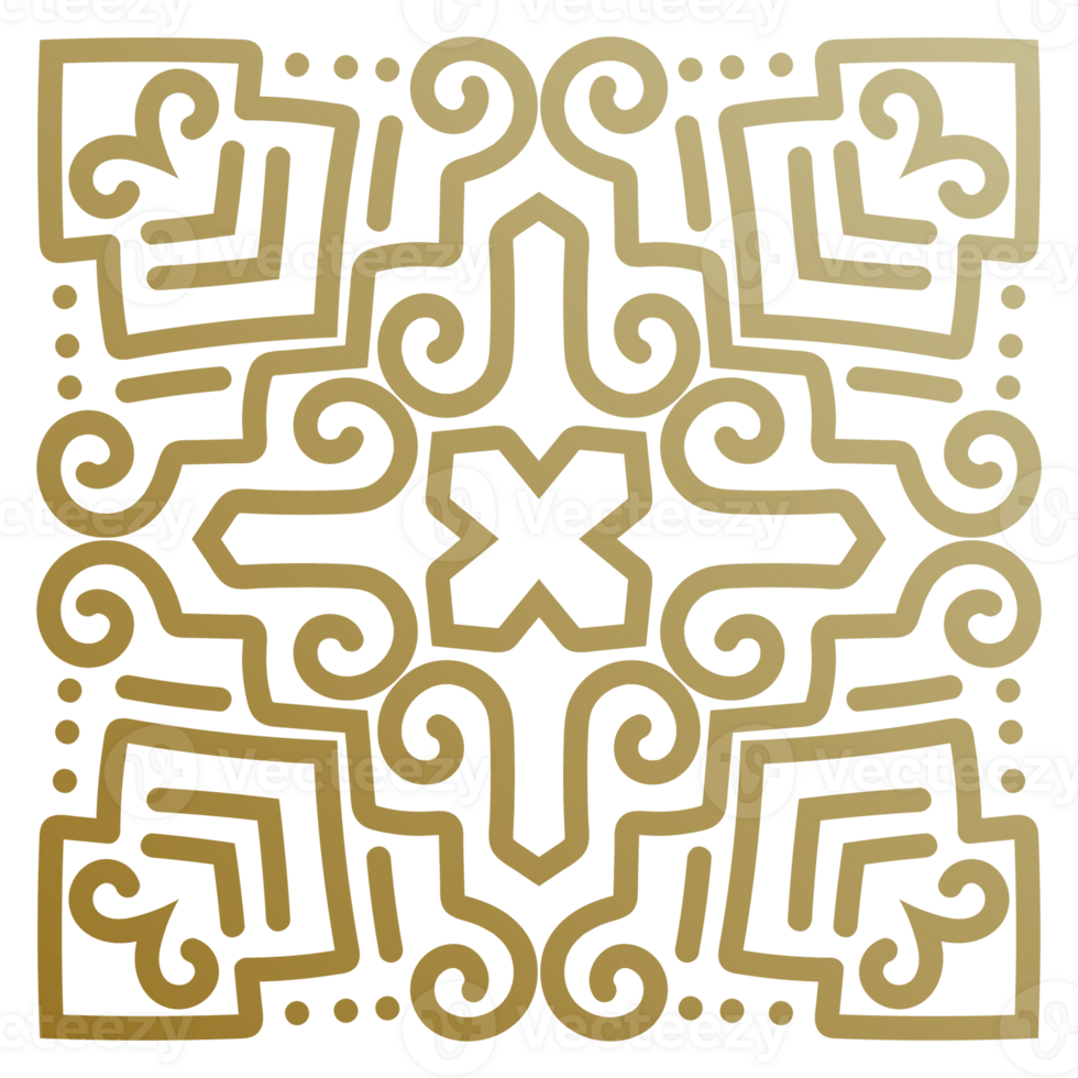 Golden vintage pattern, tribal pattern, vintage elements, carpet pattern, golden elements, transparent background png