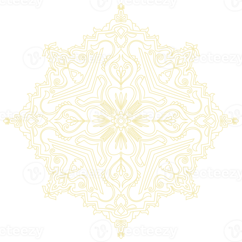 Golden Mandala Lines Carpet Elements Abstract Floral Design png