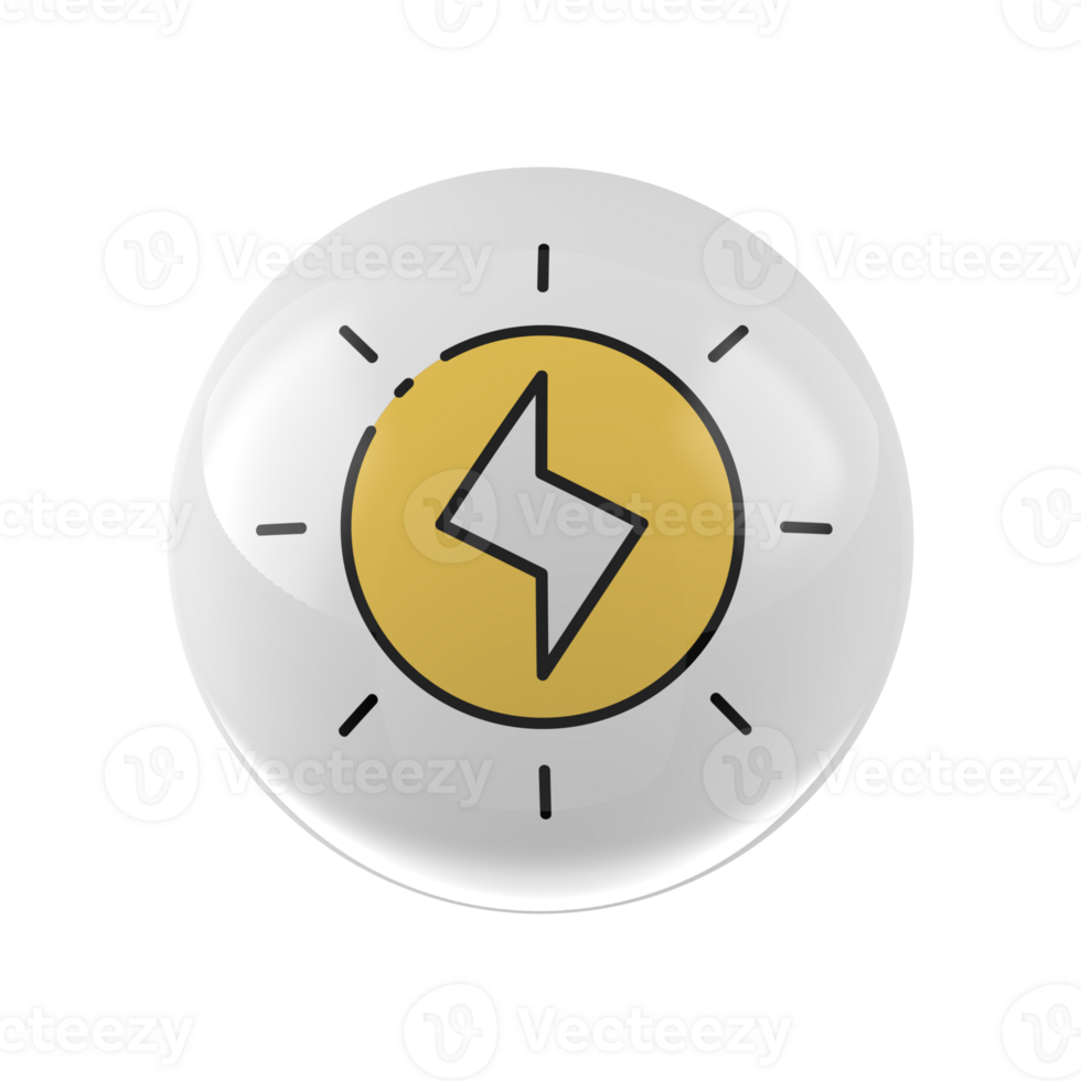 A white button with a yellow lightning bolt on it png