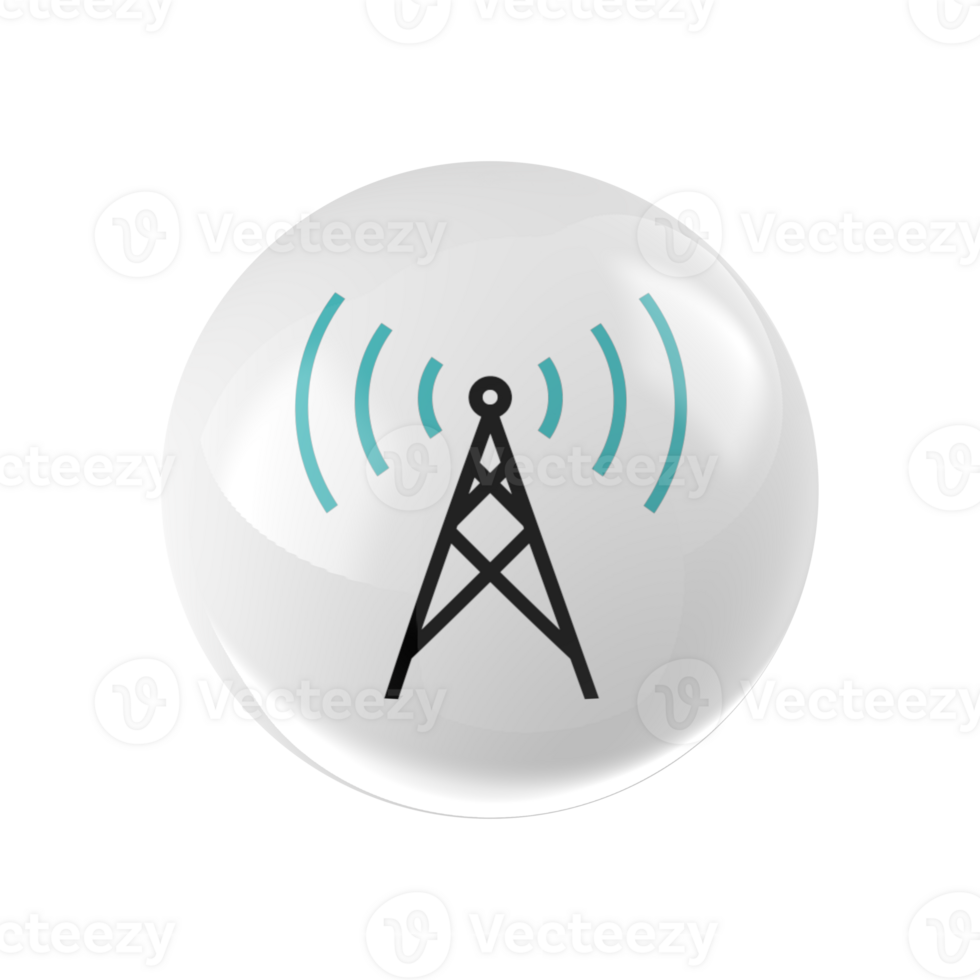 A white button with a radio tower icon png