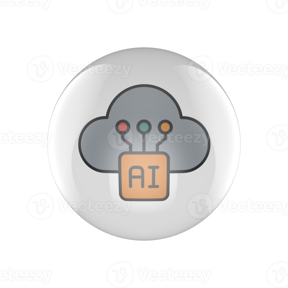 Ai cloud icon button png