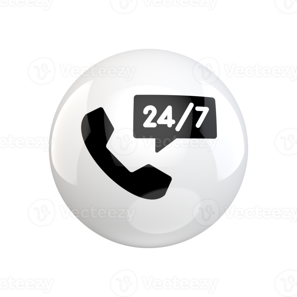 A phone call button with a 24 7 number png