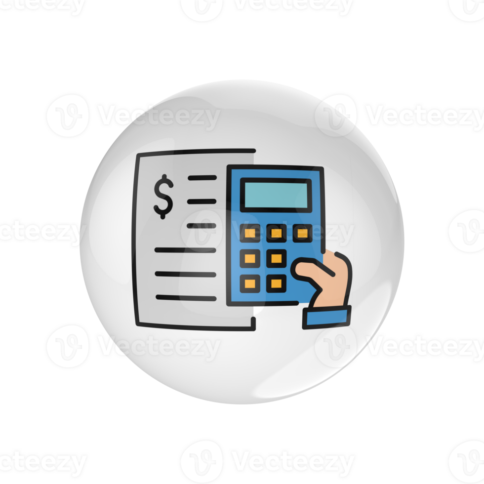 A hand holding a calculator and a paper document png