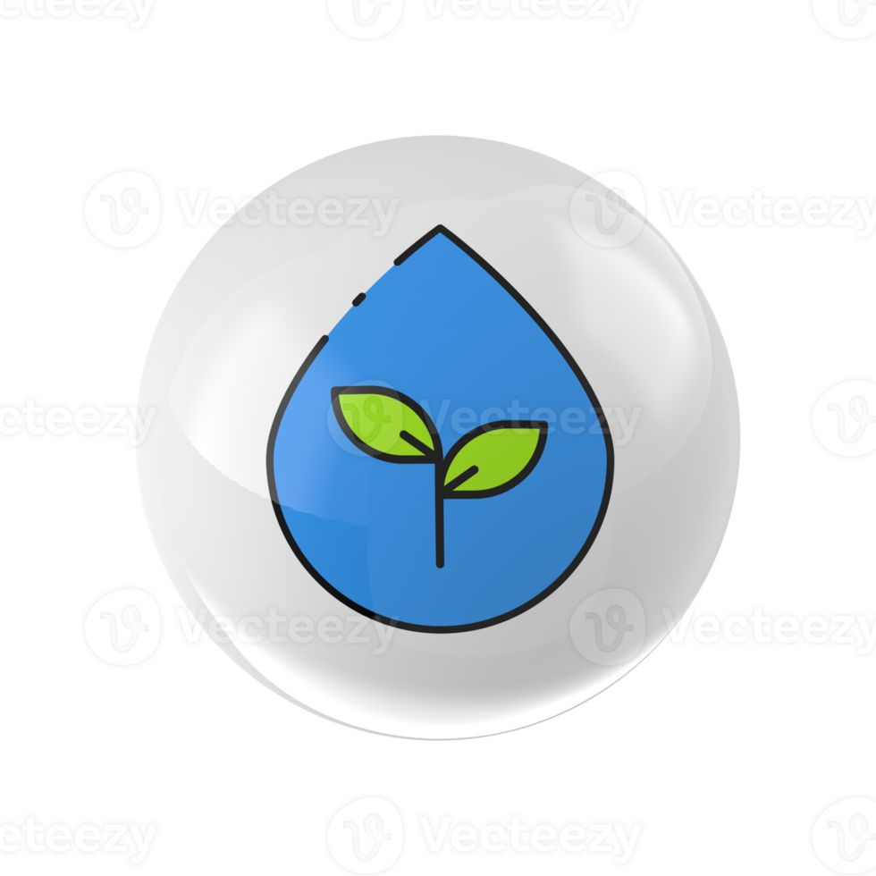 A water drop with a green leaf on it png